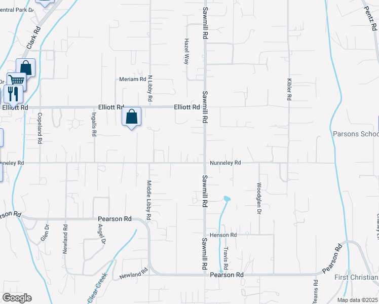 map of restaurants, bars, coffee shops, grocery stores, and more near 1485 Nunneley Road in Paradise