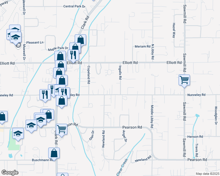 map of restaurants, bars, coffee shops, grocery stores, and more near 1245 Nunneley Road in Paradise