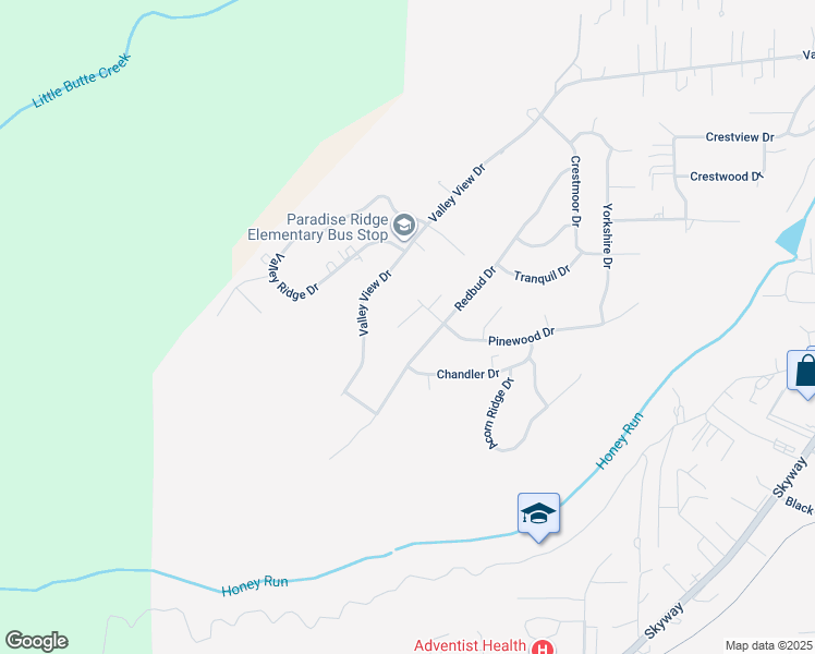map of restaurants, bars, coffee shops, grocery stores, and more near 218 Sky Oaks in Paradise