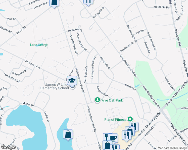 map of restaurants, bars, coffee shops, grocery stores, and more near 90 Aberdeen Drive in Sicklerville