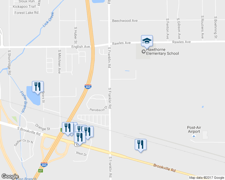 map of restaurants, bars, coffee shops, grocery stores, and more near 8031 Sycamore Springs Trail in Indianapolis