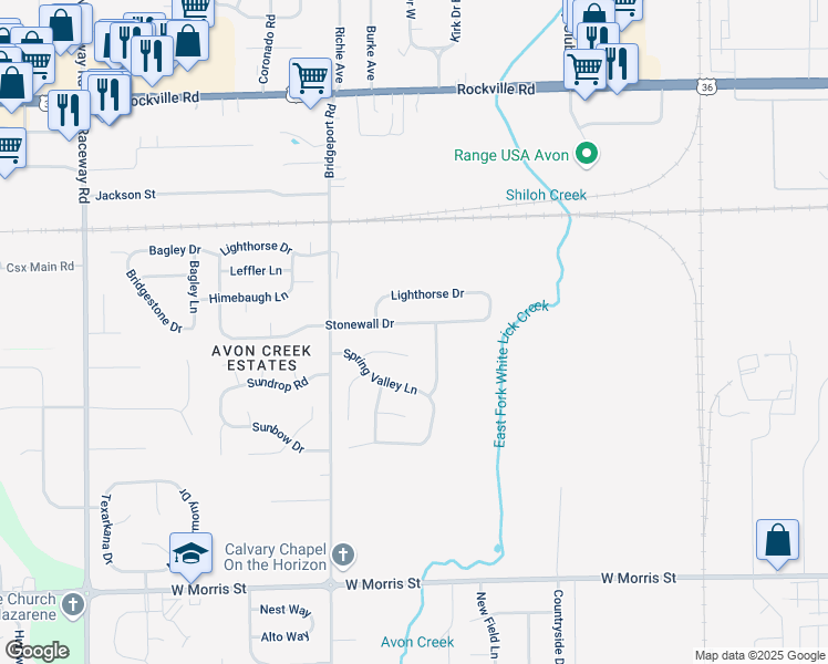 map of restaurants, bars, coffee shops, grocery stores, and more near 8629 Lighthorse Drive in Indianapolis