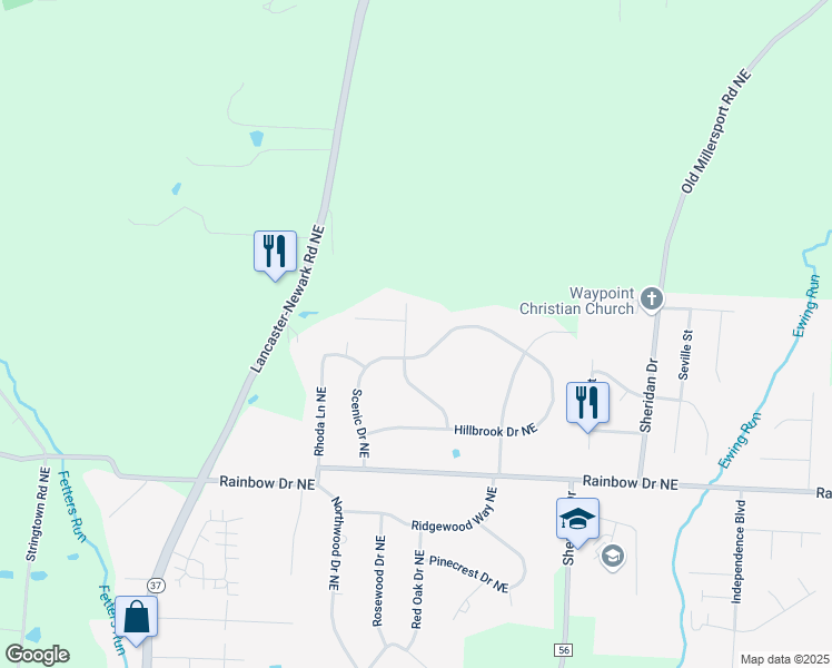 map of restaurants, bars, coffee shops, grocery stores, and more near 2320 Sunnyhill Drive in Lancaster