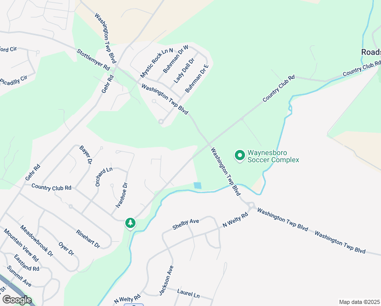 map of restaurants, bars, coffee shops, grocery stores, and more near 11613 Country Club Road in Waynesboro