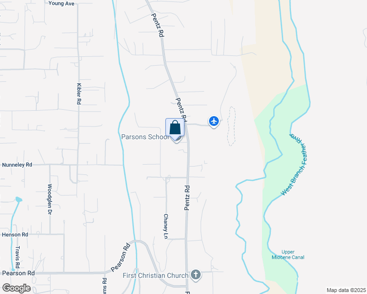 map of restaurants, bars, coffee shops, grocery stores, and more near 6009 Pentz Road in Paradise