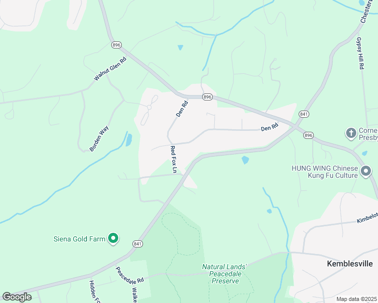map of restaurants, bars, coffee shops, grocery stores, and more near 124 Den Road in Lincoln University