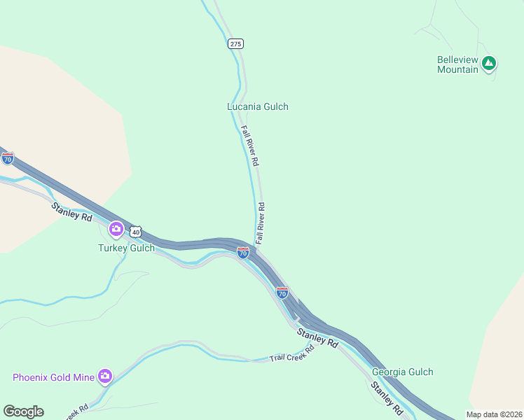 map of restaurants, bars, coffee shops, grocery stores, and more near County Road 275 in Idaho Springs