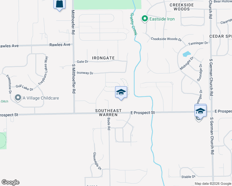 map of restaurants, bars, coffee shops, grocery stores, and more near 10224 Prospect Street in Indianapolis