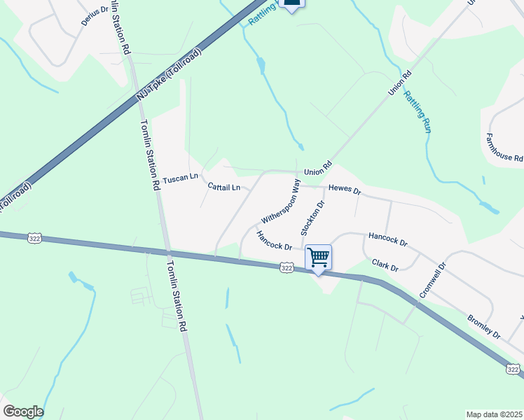 map of restaurants, bars, coffee shops, grocery stores, and more near 815 Witherspoon Way in Harrison Township