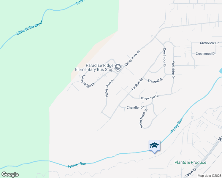 map of restaurants, bars, coffee shops, grocery stores, and more near 116 Valley View Drive in Paradise