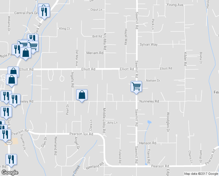 map of restaurants, bars, coffee shops, grocery stores, and more near 5808 Deerpark Lane in Paradise