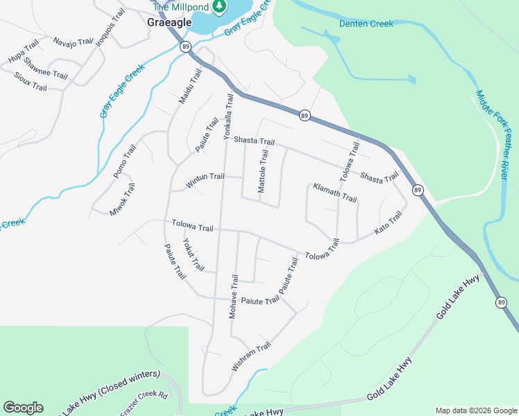 map of restaurants, bars, coffee shops, grocery stores, and more near Korominu Trail in Graeagle