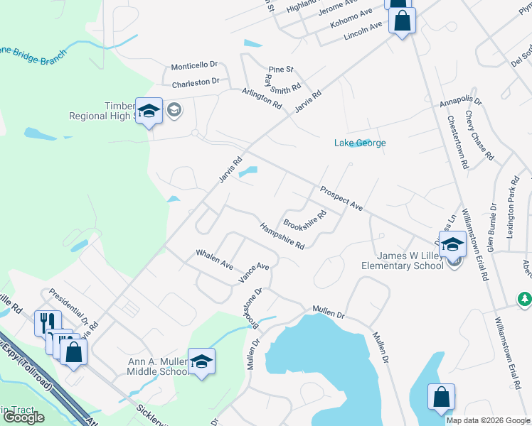 map of restaurants, bars, coffee shops, grocery stores, and more near 187 Hampshire Road in Sicklerville