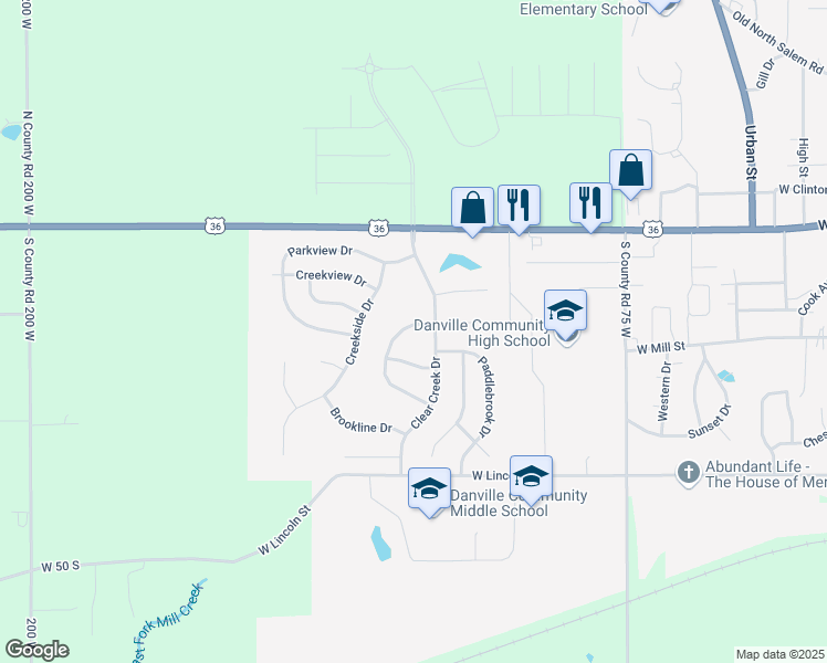 map of restaurants, bars, coffee shops, grocery stores, and more near 1409 Ripplewood Drive in Danville