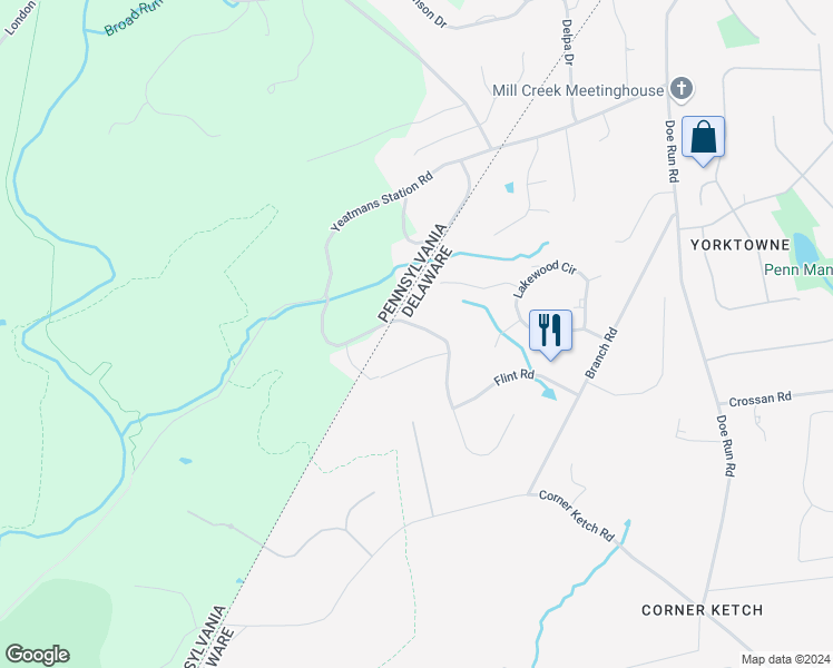 map of restaurants, bars, coffee shops, grocery stores, and more near 14 Quartz Mill Road in Newark