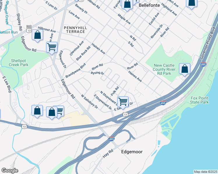 map of restaurants, bars, coffee shops, grocery stores, and more near 26 South Cannon Drive in Wilmington