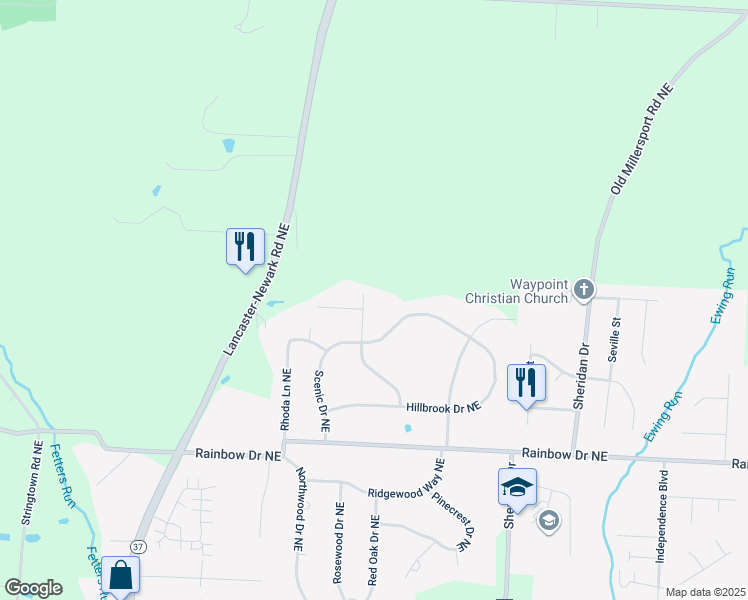 map of restaurants, bars, coffee shops, grocery stores, and more near 2320 Sunnyhill Drive in Lancaster