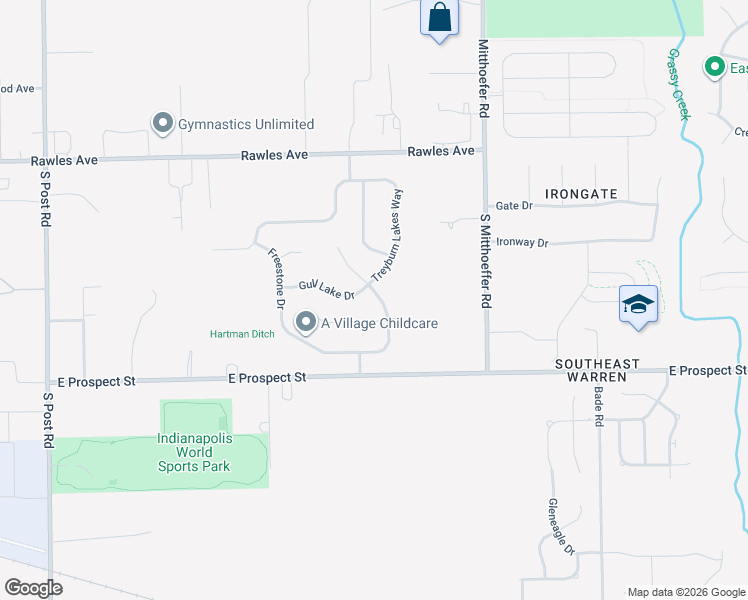 map of restaurants, bars, coffee shops, grocery stores, and more near 854 Treyburn Green Drive in Indianapolis
