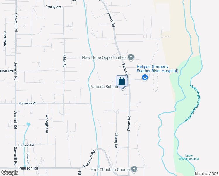 map of restaurants, bars, coffee shops, grocery stores, and more near 5815 Fickett Lane in Paradise