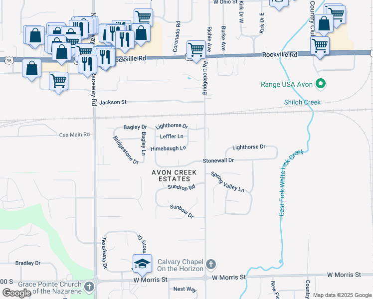 map of restaurants, bars, coffee shops, grocery stores, and more near 8847 Himebaugh Lane in Indianapolis