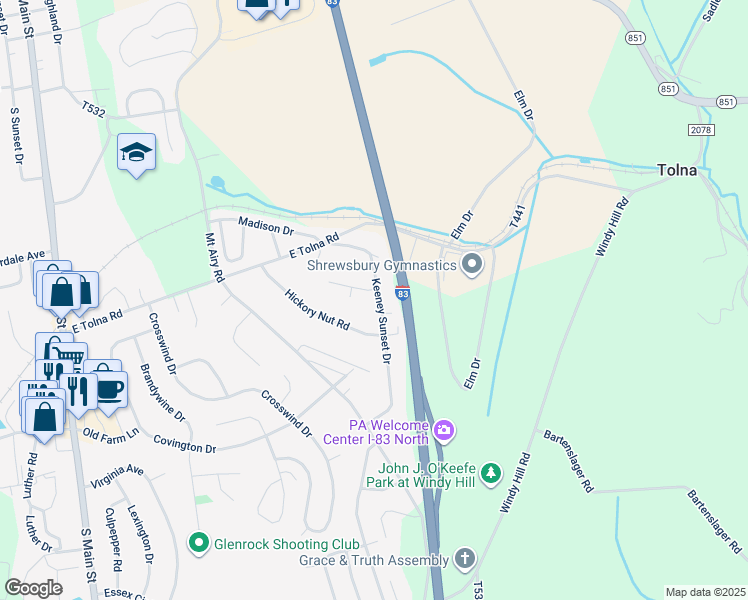 map of restaurants, bars, coffee shops, grocery stores, and more near 1 Golden Cir Ln in Shrewsbury