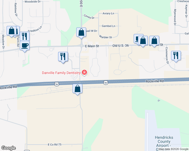 map of restaurants, bars, coffee shops, grocery stores, and more near 501 Woodberry Drive in Danville