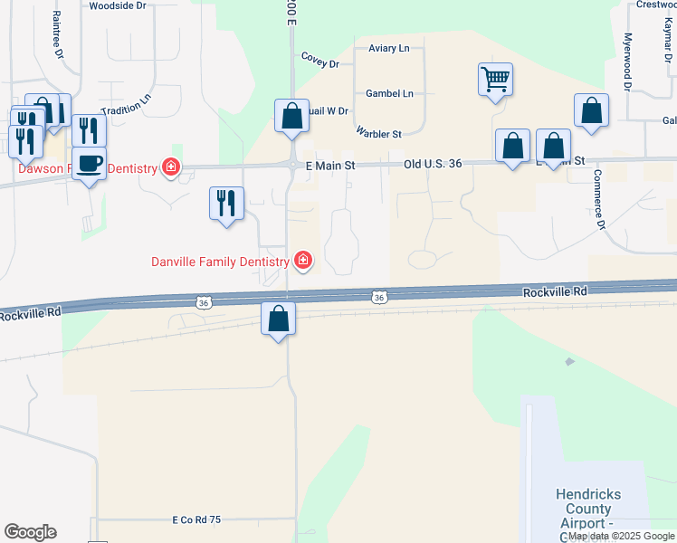 map of restaurants, bars, coffee shops, grocery stores, and more near 501 Woodberry Drive in Danville