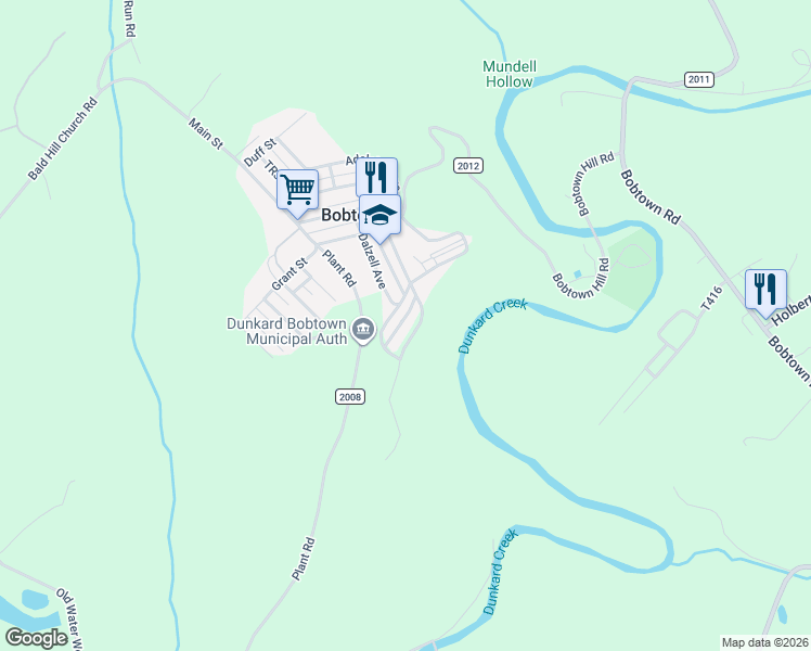 map of restaurants, bars, coffee shops, grocery stores, and more near 27 Augusta Avenue in Bobtown