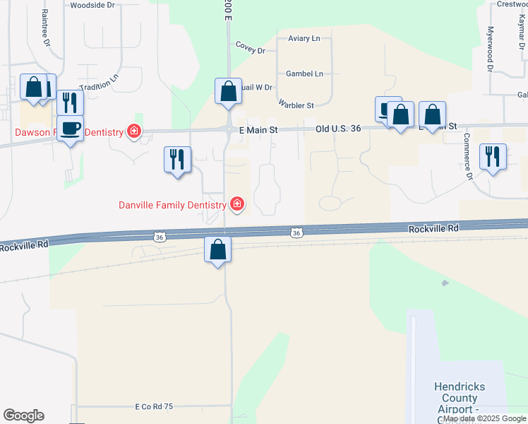 map of restaurants, bars, coffee shops, grocery stores, and more near 421 Woodberry Drive in Danville