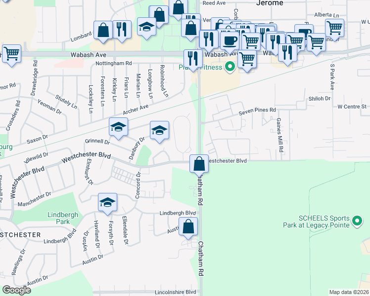 map of restaurants, bars, coffee shops, grocery stores, and more near 2-8 Andover Drive in Springfield