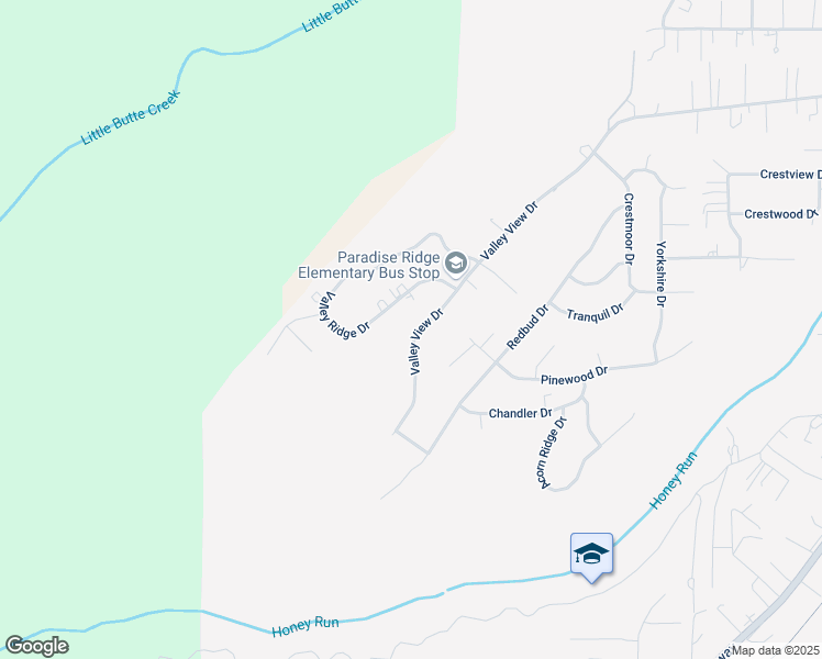 map of restaurants, bars, coffee shops, grocery stores, and more near 119 Valley View Drive in Paradise