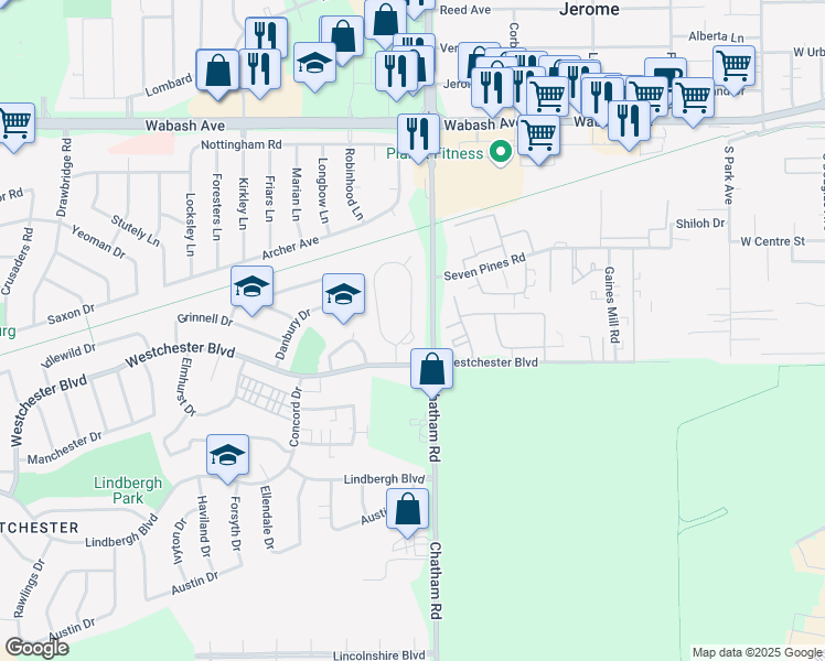 map of restaurants, bars, coffee shops, grocery stores, and more near 22 Andover Drive in Springfield