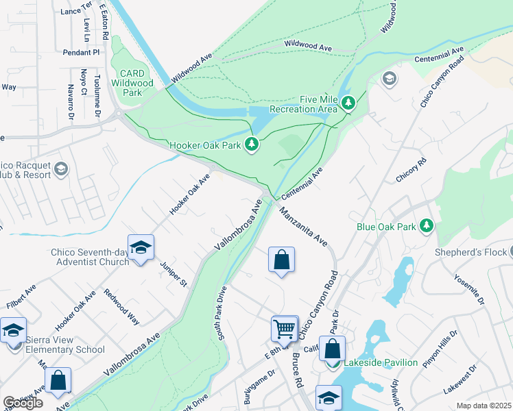 map of restaurants, bars, coffee shops, grocery stores, and more near 2 Covell Park Avenue in Chico