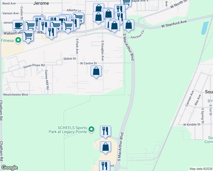 map of restaurants, bars, coffee shops, grocery stores, and more near 2 Salmon Court in Springfield