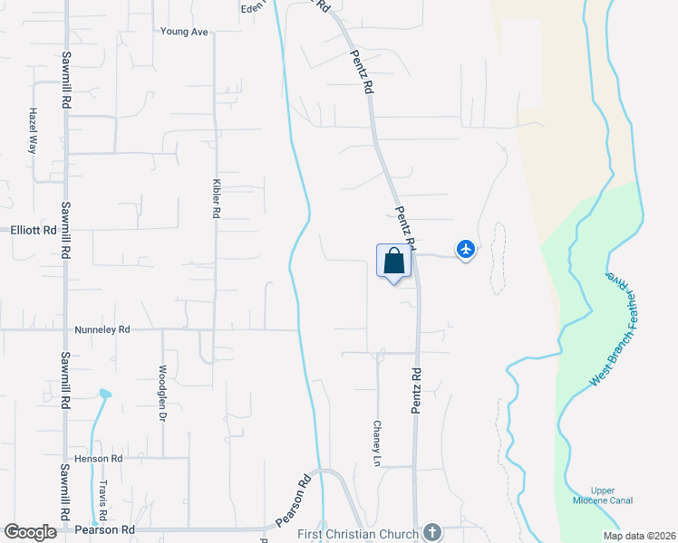 map of restaurants, bars, coffee shops, grocery stores, and more near 5869 Fickett Lane in Paradise