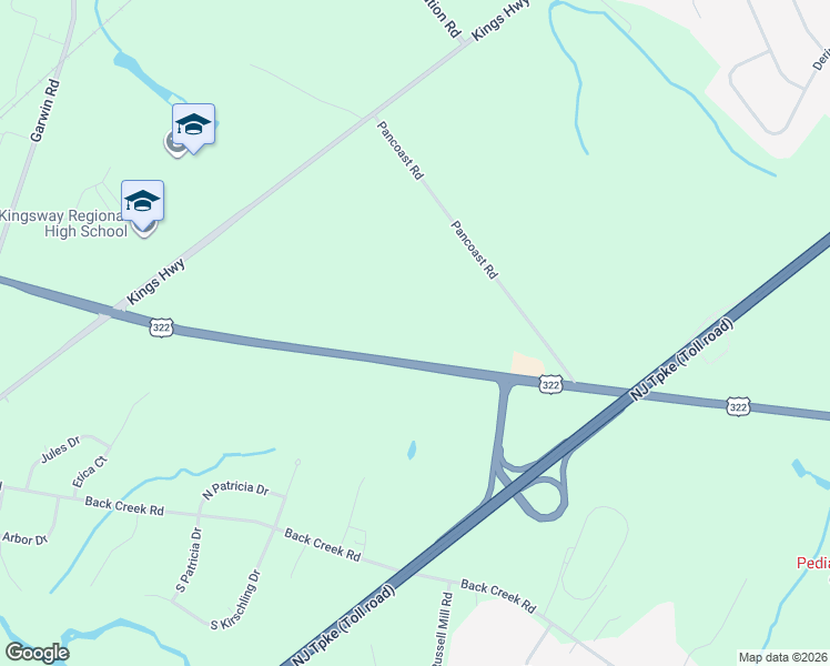 map of restaurants, bars, coffee shops, grocery stores, and more near 1169 U.S. 322 in Woolwich Township