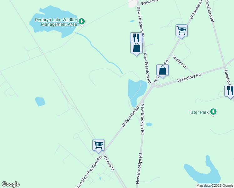 map of restaurants, bars, coffee shops, grocery stores, and more near West Taunton Road in Berlin