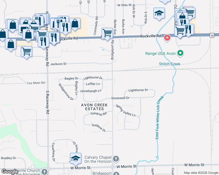 map of restaurants, bars, coffee shops, grocery stores, and more near 420 Bridgeport Road in Indianapolis
