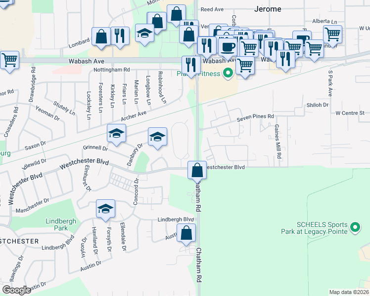 map of restaurants, bars, coffee shops, grocery stores, and more near 2-8 Andover Drive in Springfield