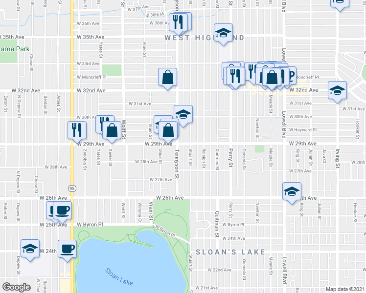 map of restaurants, bars, coffee shops, grocery stores, and more near in 