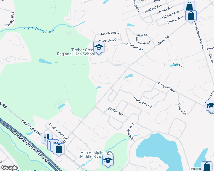 map of restaurants, bars, coffee shops, grocery stores, and more near 5 Spar Drive in Sicklerville