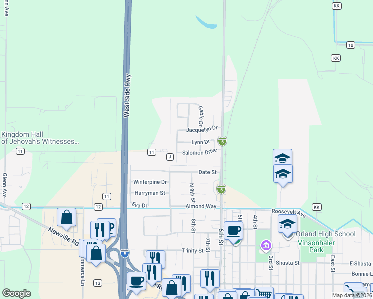 map of restaurants, bars, coffee shops, grocery stores, and more near 760 Lynn Drive in Orland