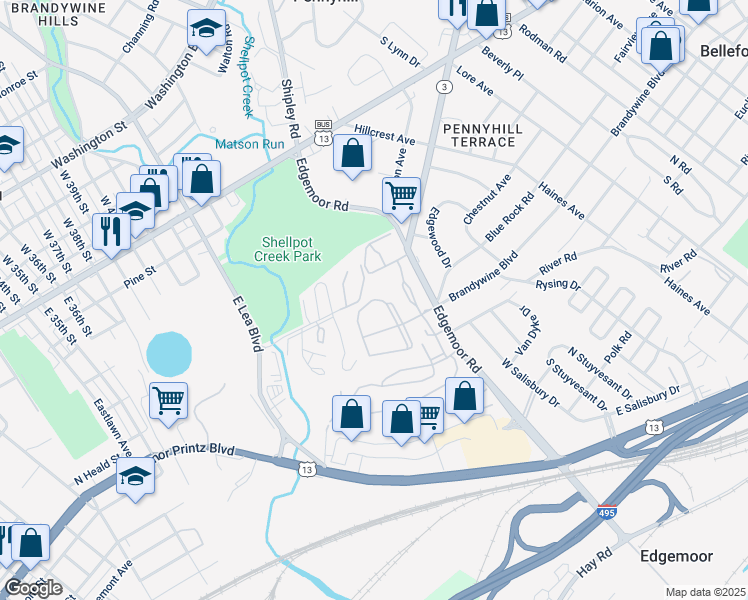 map of restaurants, bars, coffee shops, grocery stores, and more near 101 Clifton Park Circle in Wilmington