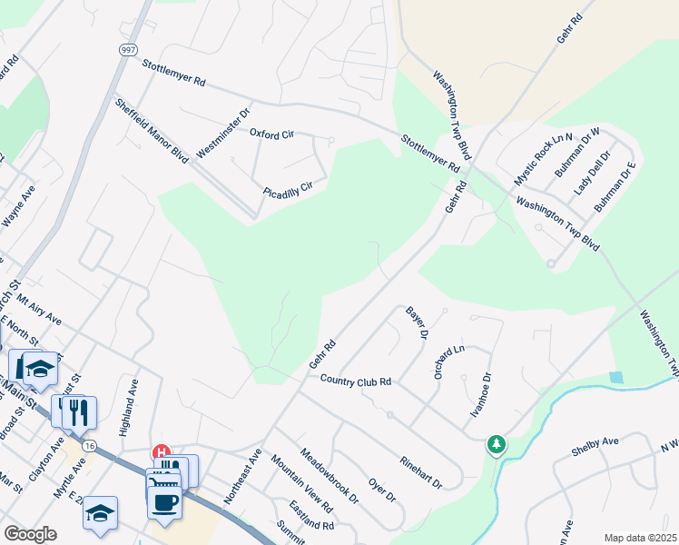 map of restaurants, bars, coffee shops, grocery stores, and more near 11975 Gehr Road in Waynesboro