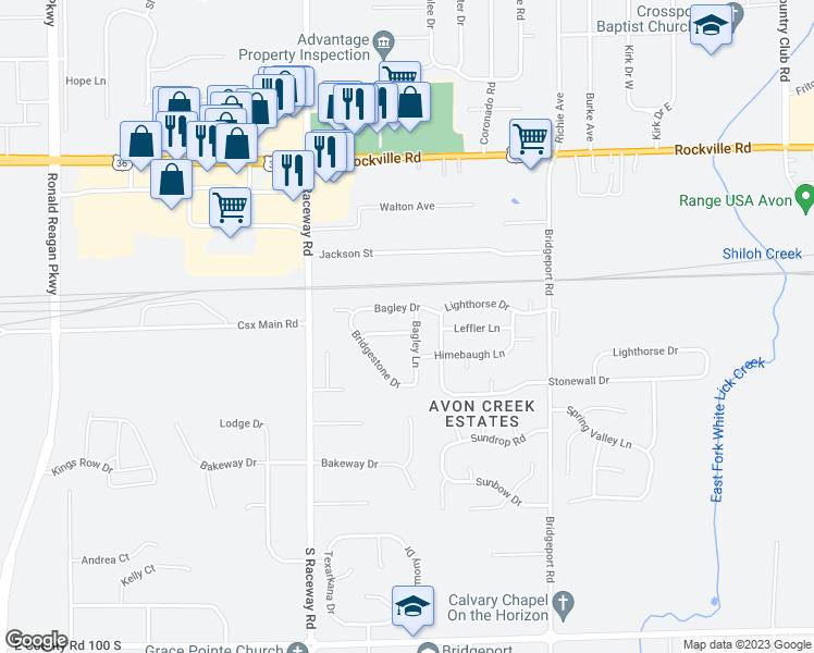map of restaurants, bars, coffee shops, grocery stores, and more near 9106 Bagley Way in Indianapolis