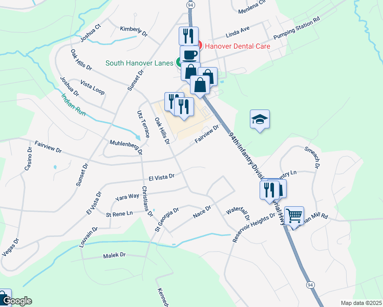 map of restaurants, bars, coffee shops, grocery stores, and more near 62 Fairview Drive in Hanover