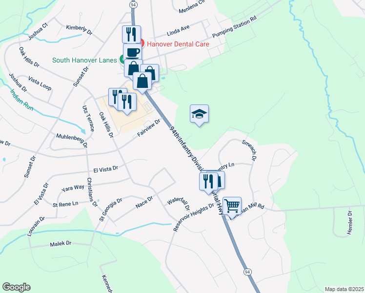 map of restaurants, bars, coffee shops, grocery stores, and more near 1993 Baltimore Pike in Hanover