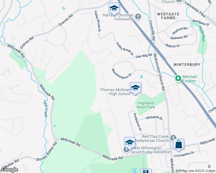 map of restaurants, bars, coffee shops, grocery stores, and more near 301 McKennans Church Road in Wilmington