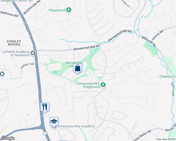 map of restaurants, bars, coffee shops, grocery stores, and more near 856 Stockbridge Drive in Hockessin