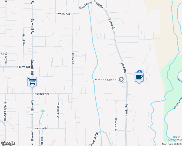 map of restaurants, bars, coffee shops, grocery stores, and more near 5930 Fickett Lane in Paradise